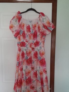 Polagram Floral Summer Dress in Red and Pink